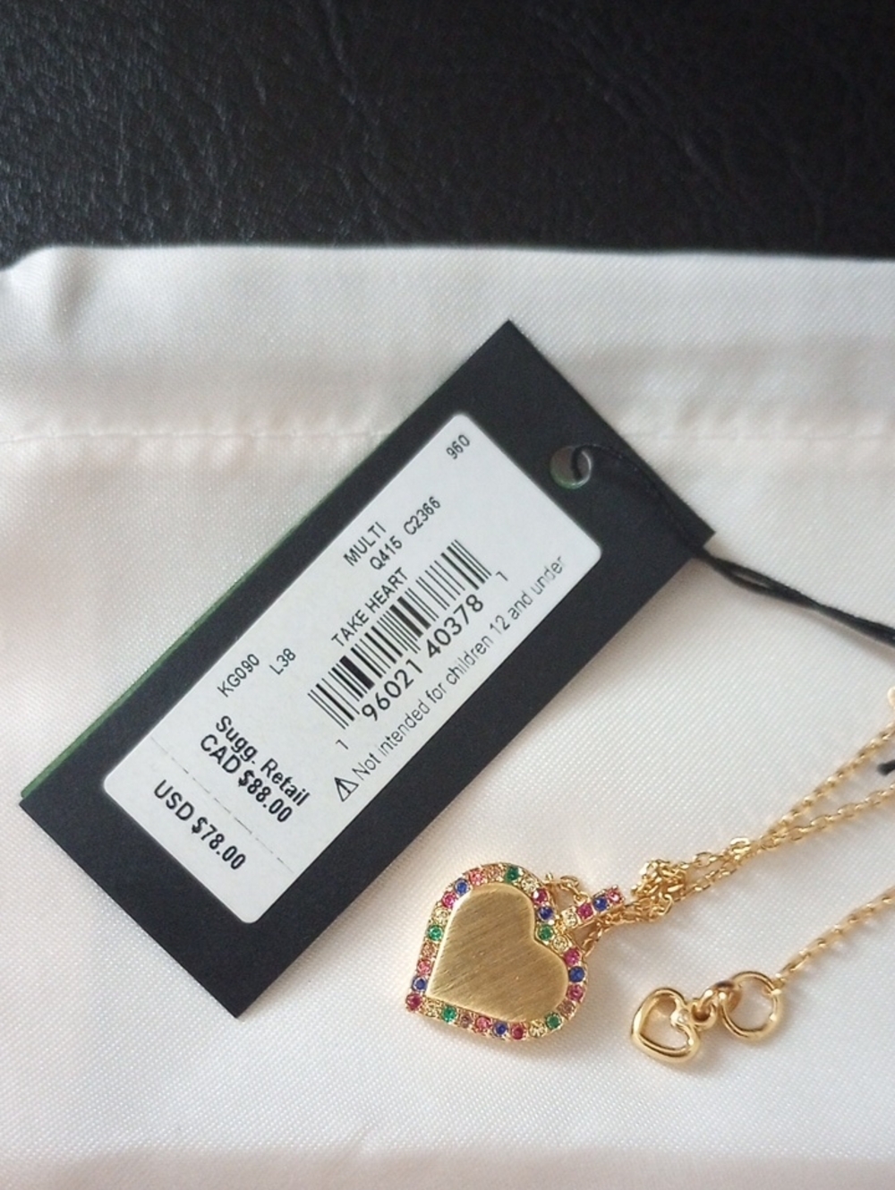 Kate Spade Heart Pendant Necklace & Dust Bag - Picture 3 of 6
